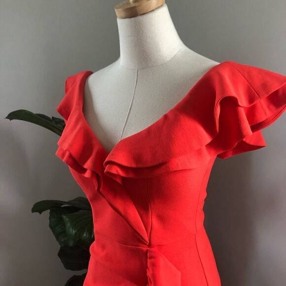 Sheike Red Ruffle Party Dress Small XS - Picture 5 of 13